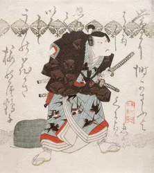Onoe Kikugoro III als Nagoya Sanza in de Saya-ate (schede botsen) scène, ca. 1827-30